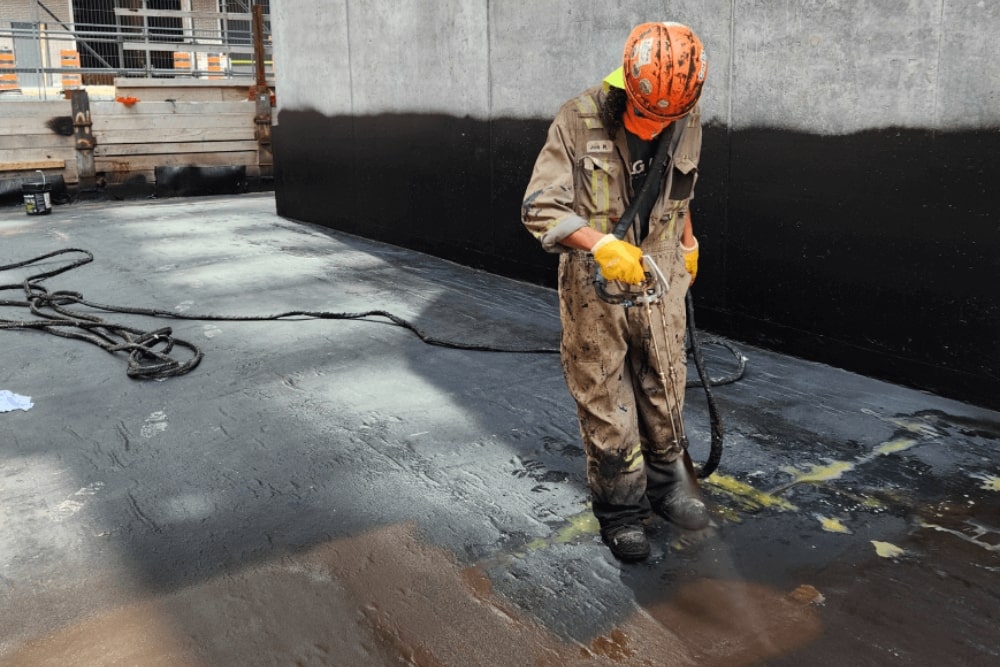 Application of waterproof coating for roof